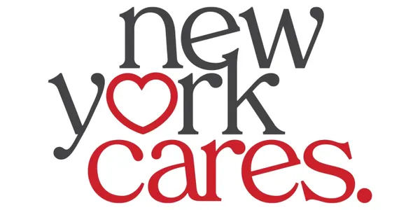A new york cares logo with the words 