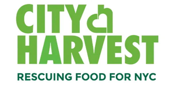 A green and white logo for city harvest.